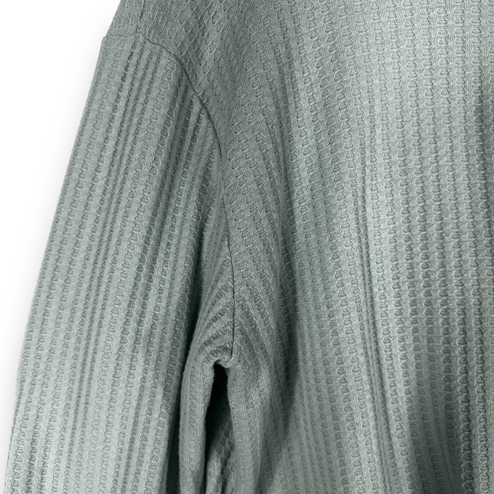 4 for $20 SALE! Chaser Waffle Knit Thermal V Neck Long Sleeve Top, Mint, Size XL - Picture 7 of 10